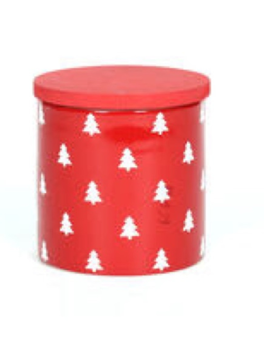 JOANN Place & Time Red Holiday Christmas Tree Stoneware Container With Lid